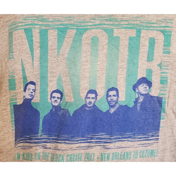 New Kids On the Block 2017 Concert Cruise Gray Blue T-Shirt Medium - Picture 2 of 5